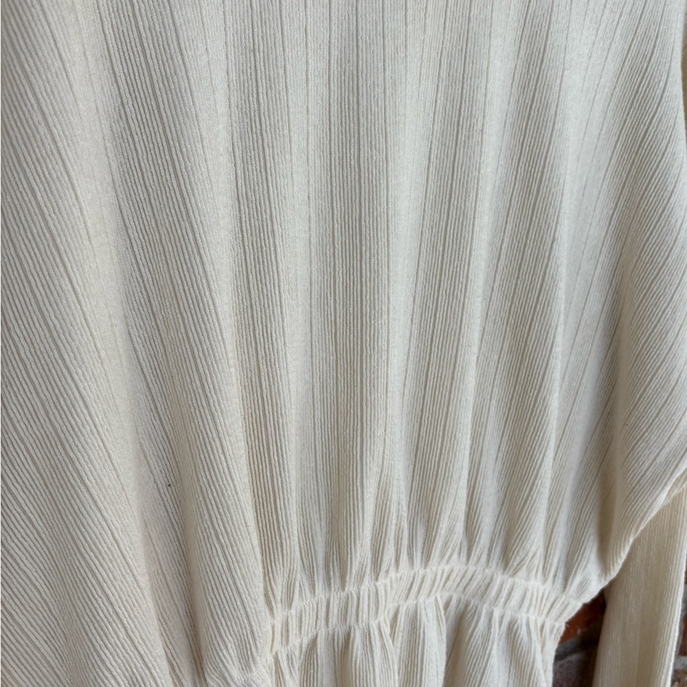 Zara Cream Ribbed Elastic Waist Sweater Top Sz Small Preowned - Picture 3 of 5